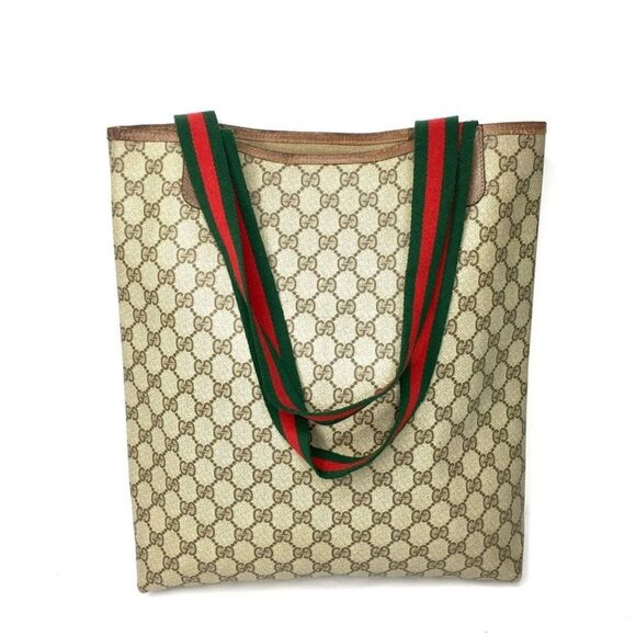 GUCCI AUTHENTIC BROWN MONOGRAM COATED CANVAS TOTE BAG - Picture 5 of 12